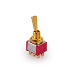 MEC Mini Toggle Switch, Flat Solder Lugs, ON/ON, DPDT - Gold