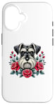 iPhone 16 Roses Flowers Miniature Schnauzer Schnauzers Case