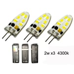 G4 2w dimbar 12v DC + AC Led lampa 4300K vitgul G-4  3-pack multifärg