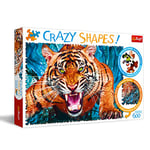 Trefl-600 Pièces, Crazy Shapes, Qualité Premium, pour Adultes et Enfants à partir de 10 Ans Puzzle, TR11110, Face à Face avec Un Tigre