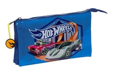 Hot Wheels Sonny Trousse Triple pour Enfant, idéale pour Les Enfants d'âge Scolaire, Confortable et Polyvalente, qualité et résistance, 22 x 3 x 12 cm, Bleu Marine, Bleu Marine, Estándar, Décontracté