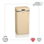 Swan Retro 45L Square Sensor Activated Waste Bin 5-15cm Sensor Reach Iron Body