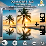 2-Pack Xiaomi 12 Skärmskydd & 2-Pack linsskydd - Härdat Glas 9H - Super kvalitet 3D