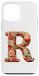 Coque pour iPhone 13 Pro Max Monogrammed Christmas Floral Initial R Gingerbread Letter R