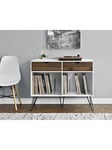 Novogratz Concord 2 Drawer Side Table/Turntable Stand - White/Oak