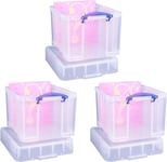 Clear Extra Large 35L Storage Boxes Pack of 3 - Ideal for Organizing & Storing I