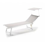 Chaise longue gris en aluminium LUXURIOUS Beach avec parasol 180 X 60 X 40 cm