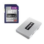 Integral Carte SD 32 Go dans Un étui de Protection en métal à 6 emplacements pour Carte SD - Vidéo 4K Ultra-HD Premium Haute Vitesse 90 Mo/s Vitesse de Lecture et 30 Mo/s Vitesse d'écriture Argent