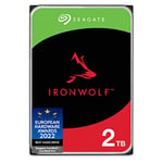 Seagate IronWolf 2 to, Disque Dur Interne NAS HDD, CMR 3,5" SATA 6 Gbit/s 5900 TR/Min, 256 Mo de mémoire Cache, pour NAS Raid, Services Rescue valables 3 Ans (ST2000VN003)