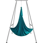 VEVOR Aerial Yoga Frame & Yoga Hammock, 9.67 ft Height Professional Yoga Swing Stand Comes with 6.6 Yards Aerial Hammock, Max 551.15 lbs Load Capacity Yoga Rig for Indoor Outdoor Aerial Yoga, Green