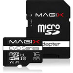 Magix Carte Mémoire microSD 16Go Classe 10 V10 U1, Vitesse de Lecture Allant jusqu'à 80 Mo/s, EVO Series (Adaptateur SD inclus)