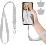 Dragonne Telephone Portable - Coque Pour Iphone Se 2020 Avec Cordon De Collier Pour Iphone 8/7/6/6s Silicone Tpu Etui¿Avec Support Pour Téléphone Portable Rotation À 360 °, Gris