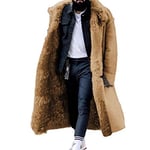 WMOFC Hommes Veste Faux Four Parka Manteau D'extérieur, Hiver Chaud Épais Manteau Jaquette Cardigan Peluche Douce Peluche Robe d'hiver Pull,Marron,S