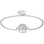 Tree of Life -naisten nilkkakoru rannekoru 925 Sterling hopea kesällä Barefoot Beachille, säädettävä 22+4cm