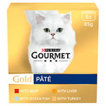 Gourmet Gold Mousse Fish Selection Cat Food 8x85g, Pack of 6