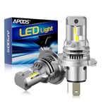 APOOS Ampoule H4 LED Phare 60W avec Ventilateur Silencieux Remplacement Halogène Kit De Conversion de Voiture et Moto 12V H4/9003/HB2 LED Feux de Route et Feux de Croisement 6500K Blanc 2 Pièces