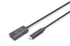 DIGITUS Câble d'extension USB actif - USB-A femelle vers USB-C mâle - 5 m - USB 3.2 Gen2-10 Gbit/s - Plug & Play - avec amplificateur de signal - Noir