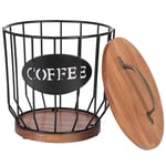 Tlily - Support de Filtre à Café avec Couvercle, Panier de Filtre à Café en MéTal, Accessoires de DéCoration Pour Bar à Café, Noir