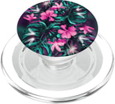 Fleurs tropicales avec feuilles vibrantes artistiques PopSockets PopGrip pour MagSafe