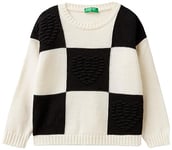 United Colors of Benetton Girls and Girl's Jersey G/C M/L 1076h1018 Sweater, Quadri Nero E Bianco 600, 82