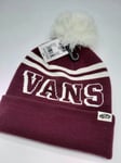 Genuine VANS Cuff Burgundy BOBBLE HAT BEANIE Pompom UNISEX Off The Wall V190