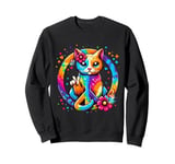 Funny Cat Tie Dye Peace Sign Hand Funny Boys Kids Girls Sweatshirt