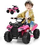 Quad Buggy électrique Enfants 6V Voiture Electrique Effets Sonores Lumineux LED Klaxon Repose Pieds 4 Roues Rose