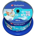 Verbatim CD-R 700 MB AZO Wide Inkjet Printable Spindle Pack of 50