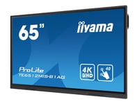 Iiyama Prolite Te6512mis-B3ag - 65" Diagonal Klass (64.5" Visbar) Led-Bakgrundsbelyst Lcd-Skärm - Interaktiv Digital Skyltning - Med Pekskärm (Multi-Touch) / Pc-Anslutning Som Tillval - 4K Uhd (2160P) 3840 X 2160 - Black Bezel With Matte Finish - Me