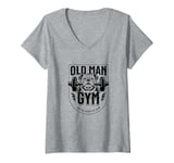 Womens Old Man Try To Keep Up, Funny Fitness Gym Weights V-Neck T-Shirt