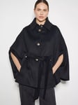 Monsoon Cecily Military Cape Coat, Black