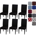 Stolskydd för matsal, set om 4 eller 6, stretchiga, avtagbara, tvättbara, stolskydd, dekorationsskydd, sätesöverdrag för hotell black 6pcs