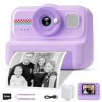 HiMont Kids Camera Instant Print, 1080P Instant Print Camera for Kids with 32GB Card & 3 Rolls Print Paper, Selfie Kids Digital Camera, Funny Kids Toys Gifts for Boys & Girls Age 3-12 (Purple)