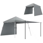 Outsunny Tonnelle de Jardin 3x3m, Pop up Tente Pliable, auvents latéraux supplémentaires, Pieds inclinés réglable, Sac de Transport à roulettes, Gris Clair