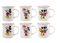 Set 6 Tasses Accueil Mickey Et Minnie Noël 330cc en Porcelaine