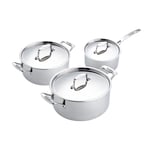 Scanpan - FUSION Grytset 3-delar Kastrull 1,9 L, Gryta 3,7 L och 5 L - Grytor och kastruller - Silver