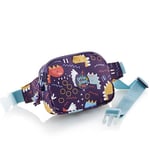 Miquelrius - Sac banane pour enfant avec un compartiment, fermeture éclair en plastique résistant, sangle réglable, fermeture à clic, petit sac banane 150 x 120 x 30 mm, dinosaure, violet, 150 x 120 x