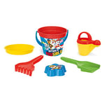 Wader- Lot de 6 Paw Patrol avec Seau, passoire, Carafe, Pelle, râteau et Moule à Sable, 10128271, Noir