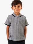 Angel & Rocket Kids' Justin Smart Herringbone Half Zip Polo Shirt, Grey