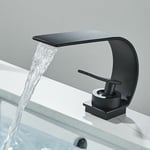 Robinet Noir Cuivre Mitigeur Lavabo Salle de Bain Noir Robinet Eau Chaud Froid Mate Bassin Robinetterie Robinet Vasque Noir