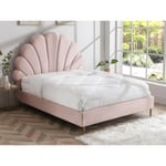 Vente-unique Lit coquillage 160 x 200 cm - Velours - Rose - LIVAYA