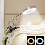 ZVD - Lampe de Bureau usb Clipsable à Pince de Lecture au Lit, Col de Cygne Flexible, Lumière Blanche Chaude/Froide (Adaptateur Non-Inclus)