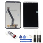 VITRE TACTILE + ECRAN LCD POUR HUAWEI Y6 2018 5.7" BLANC + OUTILS +COLLE