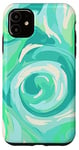 iPhone 11 Swirl Green Color Illustration Pattern Abstract Art Case