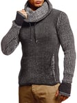 Leif Nelson Pull en tricot avec col pour homme - Pull d'hiver de qualité supérieure - Coupe droite - Idéal pour un look décontracté - Disponible en plusieurs tailles et couleurs, Noir/écru, L