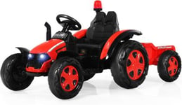 Tracteur Electrique avec Remorque Voiture Vehicule Electrique Enfants 12V 7Ah avec Telecommande Lumieres Musique Rouge