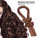 (Brown)Curls Headband Foam No Heat Silk Curls Headband Portable Hair Curlers