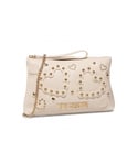 Love Moschino Womens Beaded Heart Top Zip Crossbody Bag in Beige - One Size