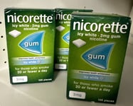 3 x Nicorette ICY WHITE Nicotine 105 piece gum 2mg (315 pieces) .