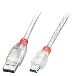 LINDY 3 m Type A to Mini-B USB 2.0 Cable - Transparent